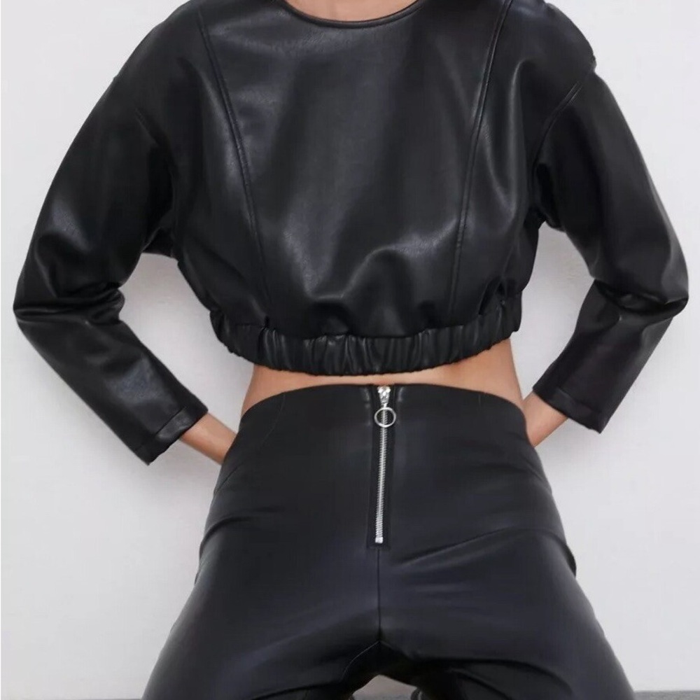 🆕 Zara Vegan Leather Crop Top